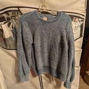 H&M Blue Ribbed Crewneck Sweater